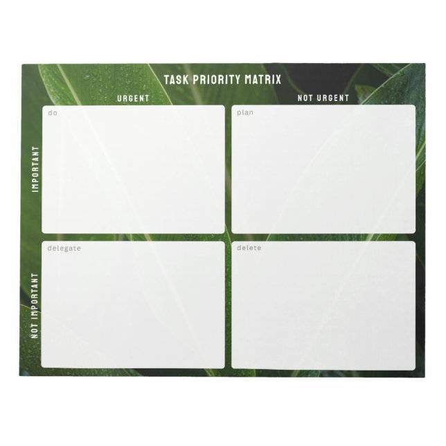 Task Priority and planner Matrix  (nature) Notepad (Front)
