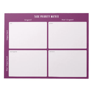 Task Priority and planner Matrix (purple/magenta) Notepad