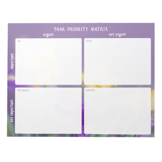Task Priority and planner Matrix (spring floral) Notepad (Front)