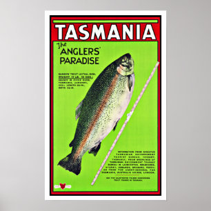 Tasmania Australia Anglers Paradise Fishing Poster