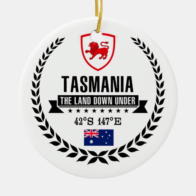 Tasmania Ceramic Tree Decoration (Front)