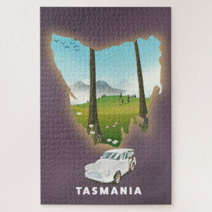 Tasmania illustrated map travel poster. jigsaw puzzle