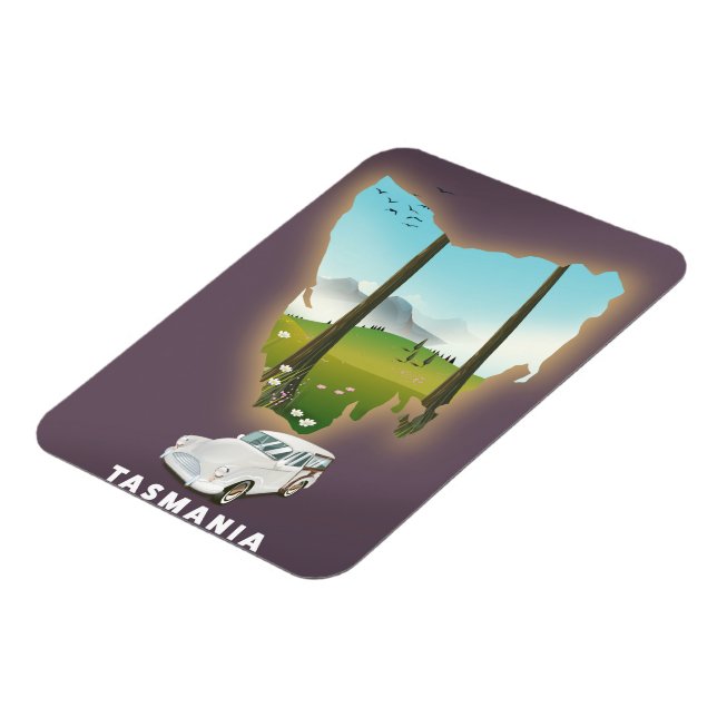 Tasmania illustrated map travel poster. magnet (Left Side)