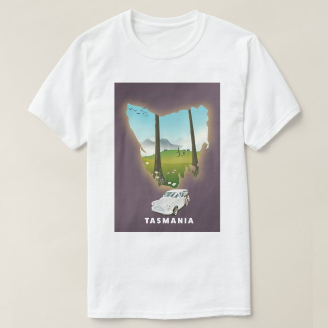 Tasmania illustrated map travel poster. T-Shirt (Design Front)