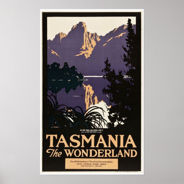Tasmania The Wonderland Vintage Travel Poster (Front)