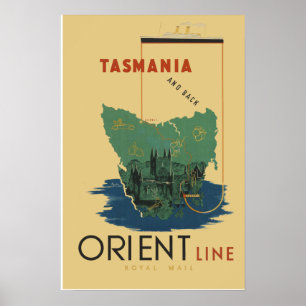 Tasmania Vintage Travel Poster