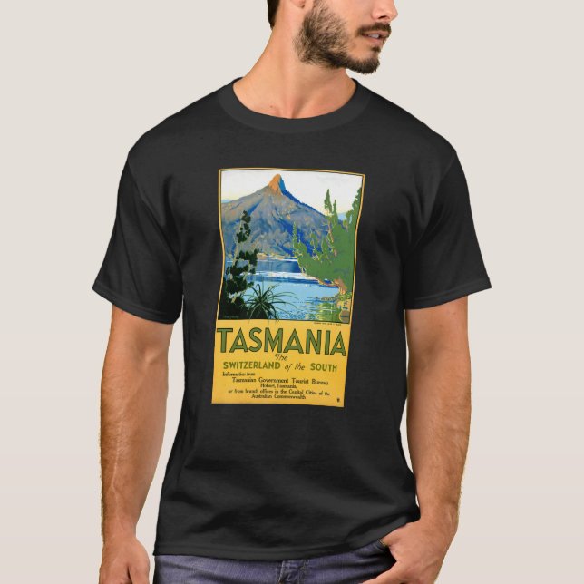 Tasmania Vintage Travel Poster Restored T-Shirt (Front)