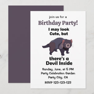 Tasmanian Devil Cute Devil Inside Funny Birthday Invitation