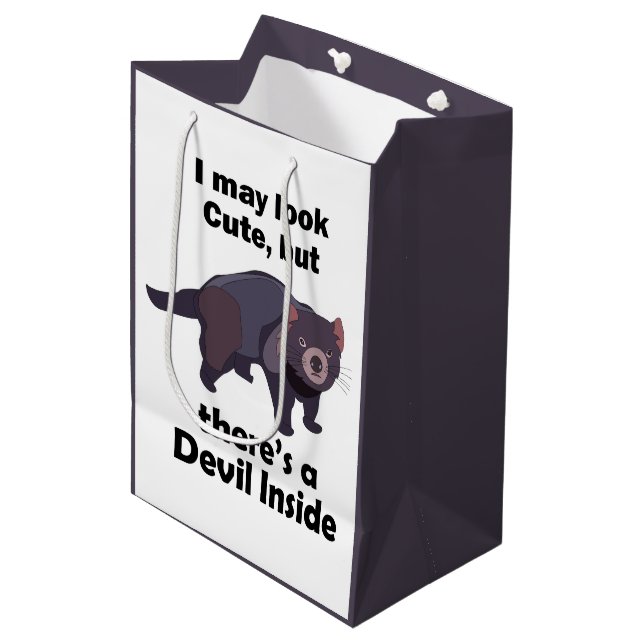 Tasmanian Devil Cute Devil Inside Funny Marsupial Medium Gift Bag (Front Angled)