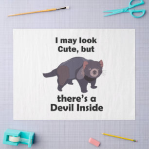 Tasmanian Devil Cute Devil Inside Funny Marsupial Tissue Paper