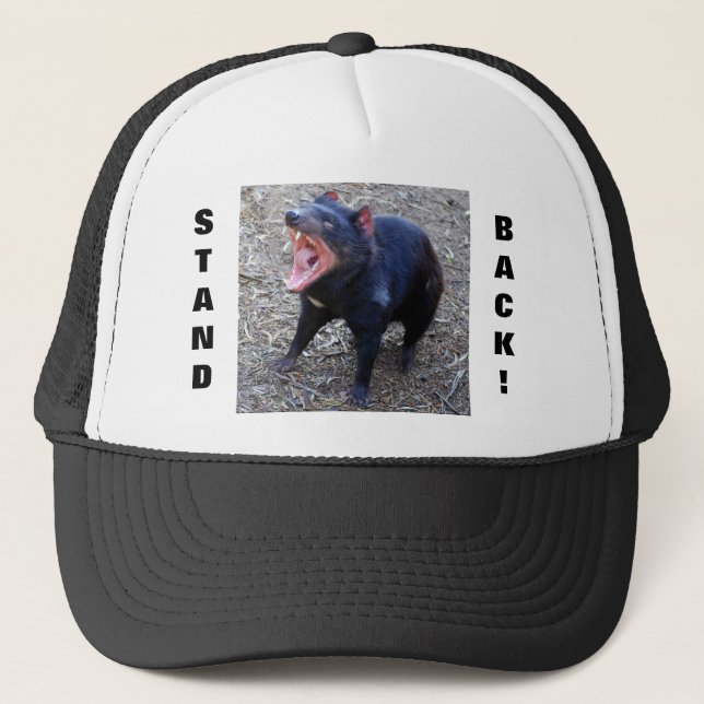 Tasmanian Devil Stand Back! Trucker Hat (Front)