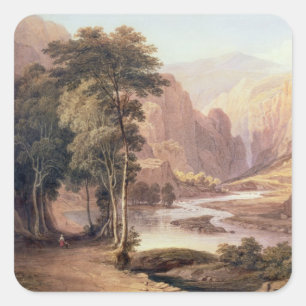 Tasmanian Gorge (w/c) Square Sticker