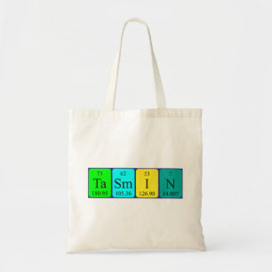 Tasmin periodic table name tote bag