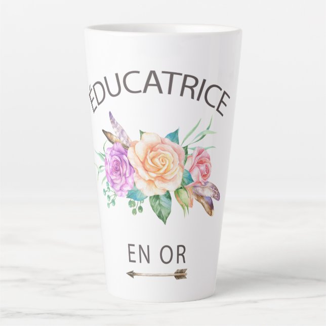 Tasse de café fleurs éducatrice en or latte mug (Front)