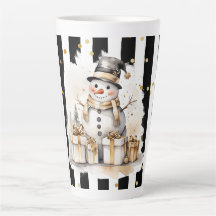 Tasse Latte Groß Snowman and Stripes Var04