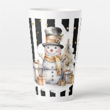 Tasse Latte Groß Snowman and Stripes Var05