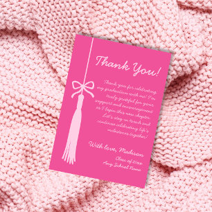 Tassel & Bow Pink Class Of 2025 Graduation Thank You Card