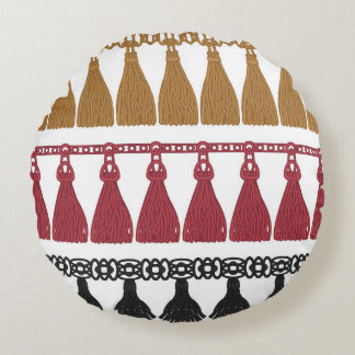 Tassel garland set. Isolated tassel fringe border  Round Cushion