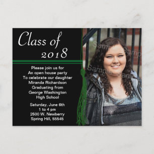 Tassel Green & Black Graduation Party Announcement
