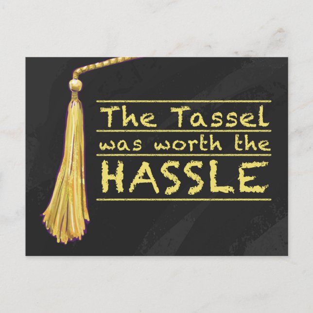 Tassel Hassle Gold Postcard (Front)
