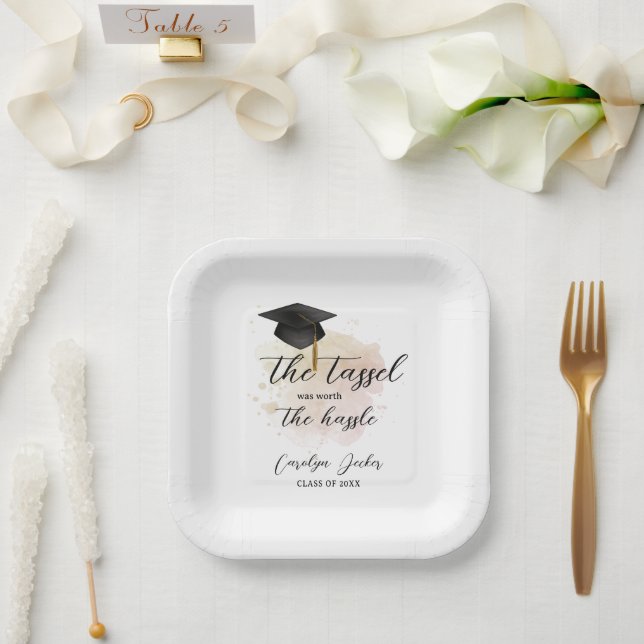 Tassel was Worth The Hassle Graduation Paper Plate (Wedding)