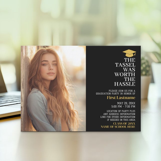 Tassel Was Worth the Hassle - Photo - Grad Party Invitation (Graduation Announcement and Invitation)