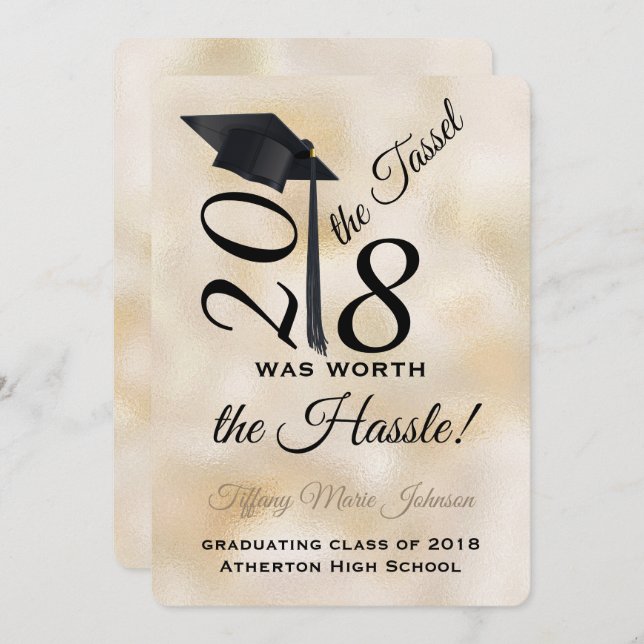 Tassel Worth the Hassle Graduation 2018 Invitation (Front/Back)