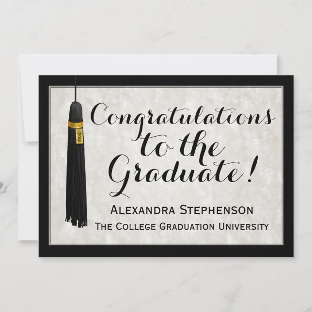 Tassle Congratulations Graduate College Graduation Invitation (Front)