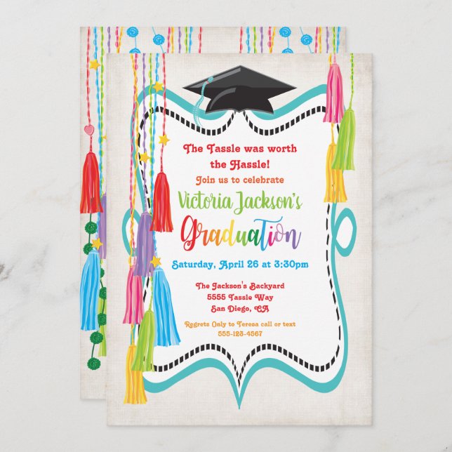 Tassle Graduation Party Invitation (Front/Back)