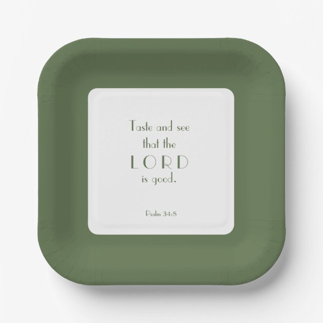 Taste and See the Lord Is Good | Green and White Paper Plate (Front)