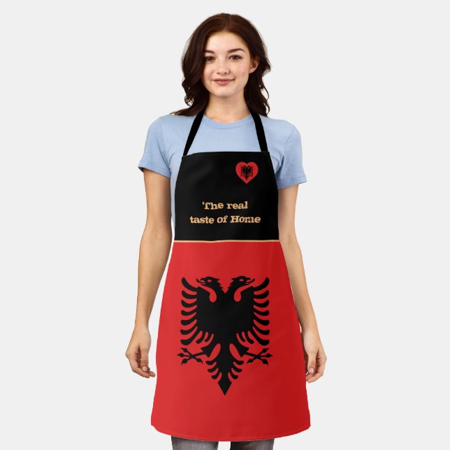 Taste of Home & Albanian Flag, Albania /Cooking Ap Apron (Worn)