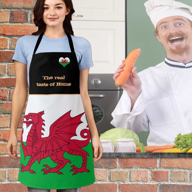 Taste of Home & Welsh Flag, Wales /Cymru Cooking Apron (Creator Uploaded)