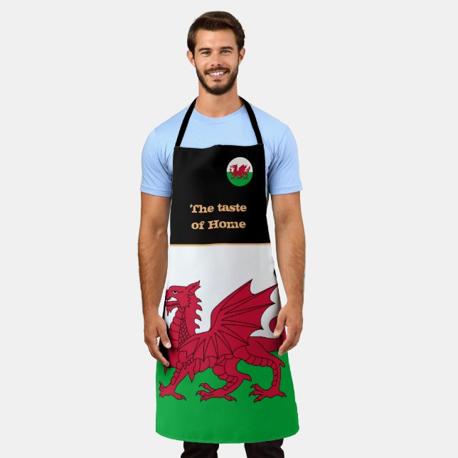 Taste of Home & Welsh Flag, Wales /Cymru Cooking Apron (Worn)