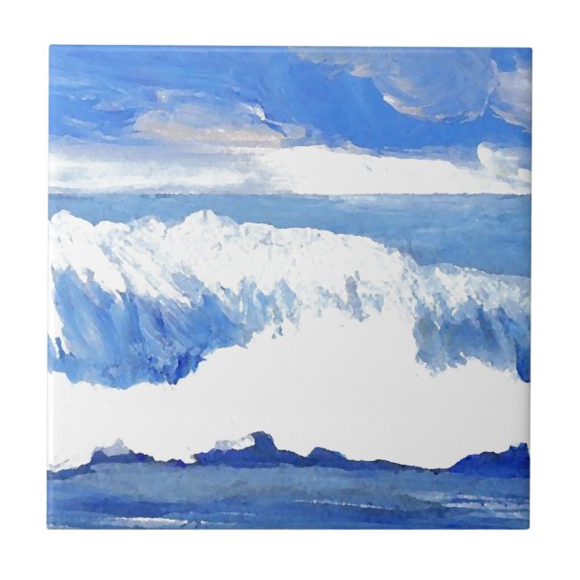 Taste of the Sea - Blue Ocean Waves Seascape Tile (Front)
