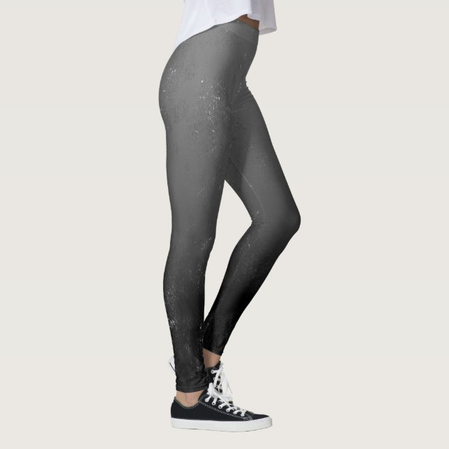 Tasteful Black Artistic Pencil Blotches and Shade Leggings (Right)