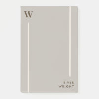 Tasteful Fog Grey & Brown Monogram & Name