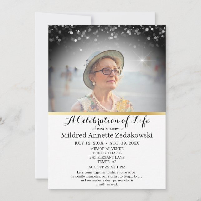 Tasteful Funeral Elegant Celebration of Life  Invitation (Front)