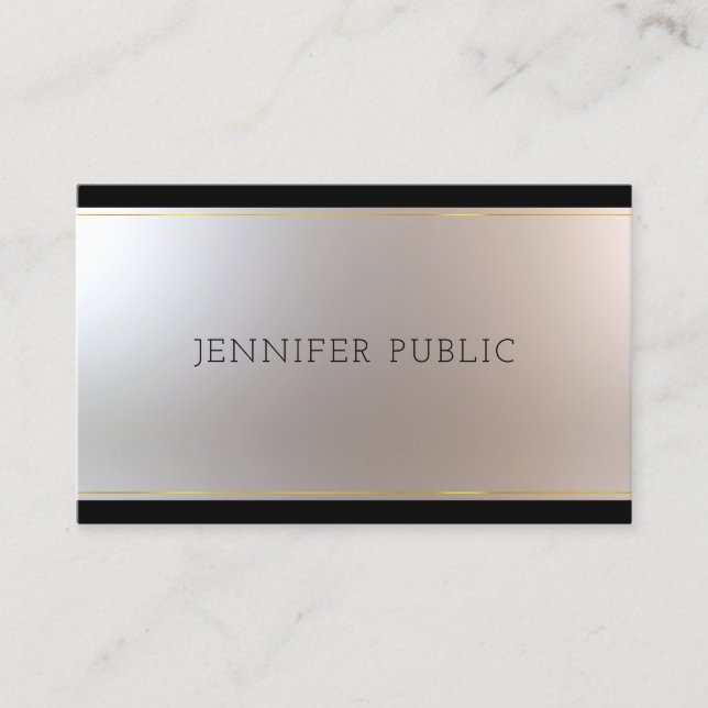 Tasteful Glam Unique Gold Silver Modern Plain Business Card (Front)