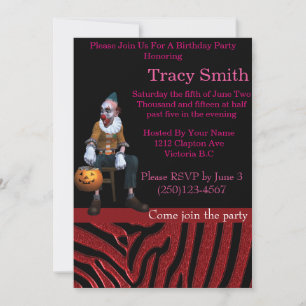 Tastefully Party Clown Birthday Invitation