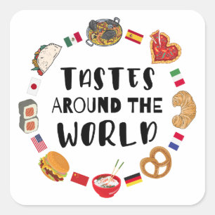 Tastes around the world square sticker