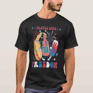 Tastes Like Freedom Hotdog Beer Popsicle 4th Of Ju T-Shirt