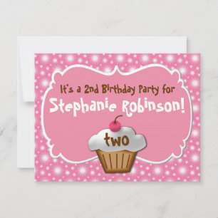 Tastey Frosted Cupcake 2nd Birthday Invitation