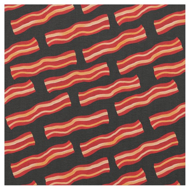 Tasty Bacon Strips Pattern Fabric (Close Up)