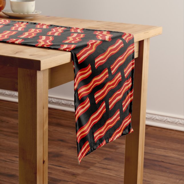 Tasty Bacon Strips Pattern Short Table Runner (In Situ)