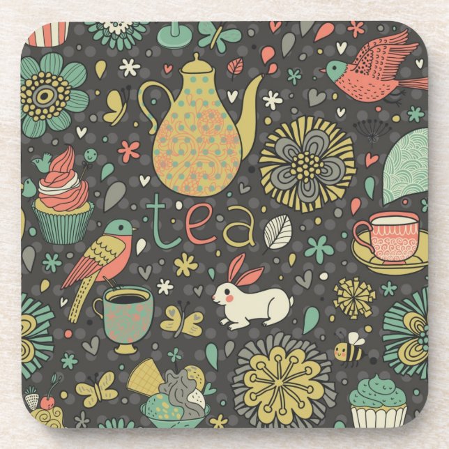 Tasty bright Tea Card Coaster (Front)