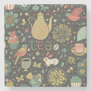 Tasty bright Tea Card Stone Coaster