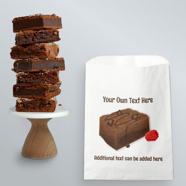 Tasty Chocolate Brownie Square and your own text  Favour Bags (Creator Uploaded)