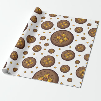 Tasty chocolate chip cookies seamless pattern wrapping paper