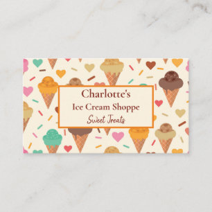 Tasty colourful ice cream pattern custom business card