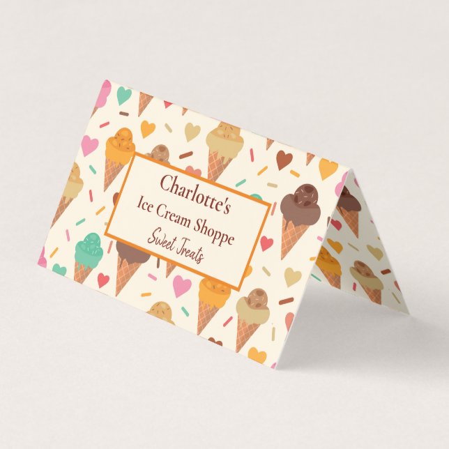Tasty colourful ice cream pattern custom   business card (Front)